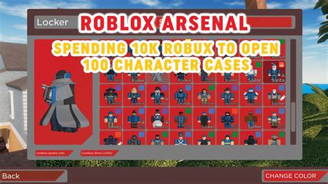 💸 Roblox Arsenal 💸 Spending 10k Robux To Open 100 Character Cases Rare