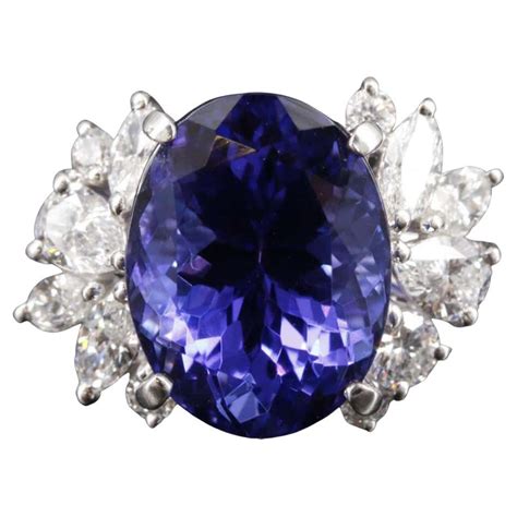 9 75 Carat Tanzanite Cabochon Diamond Halo Gold Engagement Ring For