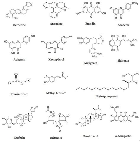 The Chemical Structure Of Some Major Examples Of Phytochemicals With