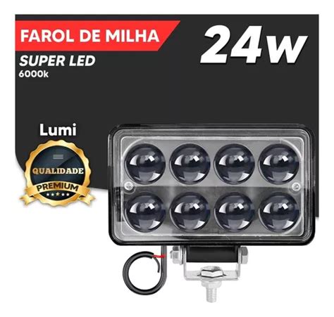 Kit Farol De Milha Retangular Super D Led W V Power