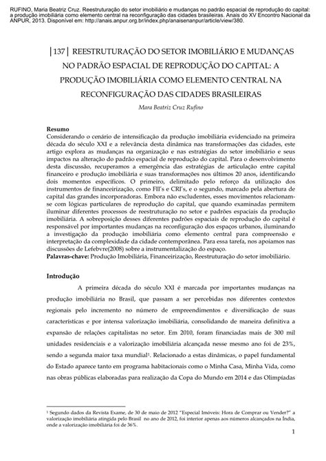 PDF REESTRUTURAÇÃO DO SETOR IMOBILIÁRIO E MUDANÇAS NO PADRÃO ESPACIAL