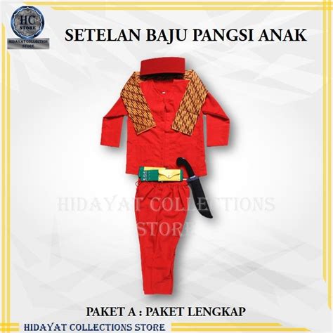 Baju Setelan Pangsi Anak Baju Silat Anak Lengkap Baju Pangsi Merah