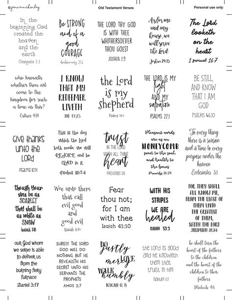 Printable Old Testament Bible Verses Planner Stickers Kjv Etsy Uk