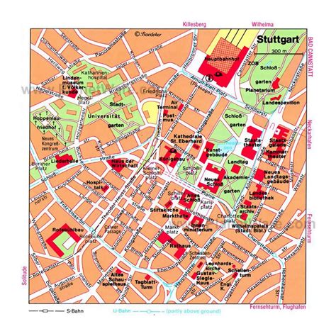 Detailed Map Of Central Part Of Stuttgart City Stuttgart Germany