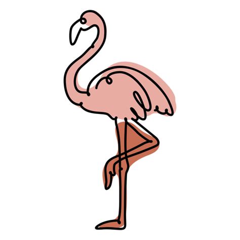 Flamingo Continuous Line Color Png And Svg Design For T Shirts