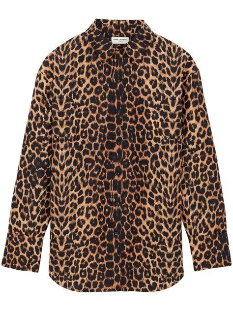 Saint Laurent Leopard Print Silk Taffeta Shirt Farfetch