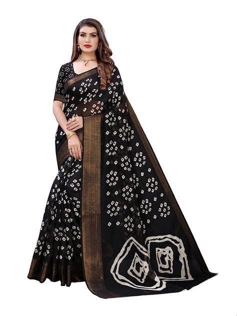 Black Bandhani Printed Cotton Saree Casual Wear At Rs 299 In Chennai