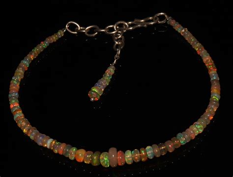 Ethiopian Fire Opal Bracelet With Sterling Silver Jewelry Etsy