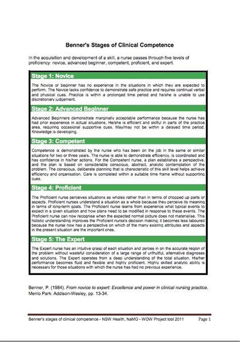 Benner S Stages Of Clinical Competence Is The Singular Nursing Model