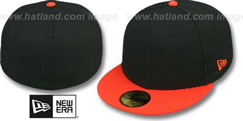 New Era 2t 59fifty Blank Black Orange Fitted Hat