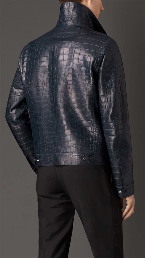 Lyst Burberry Alligator Jacket In Blue For Men