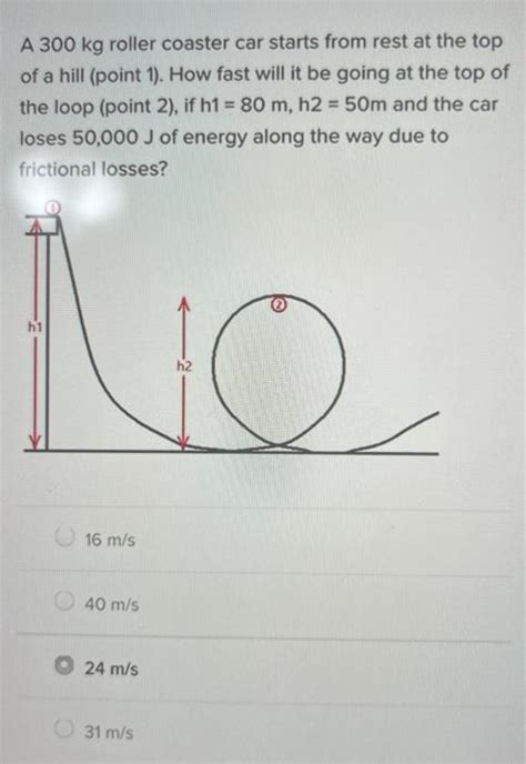 Solved A Kg Roller Coaster Car Starts From Rest At The Chegg