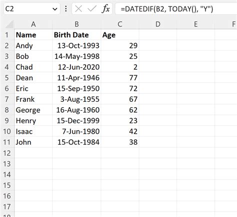 Excel How To Calculate Age In Dd Mm Yyyy