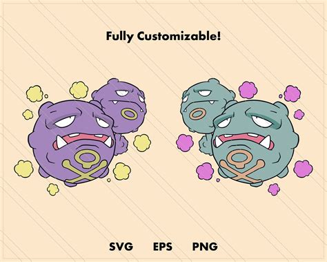 Weezing Pokemon SVG Cut File Layered Digital Template Etsy