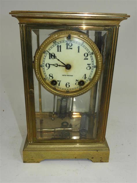 Murrays Auctioneers Lot 8 Seth Thomas Brass And Crystal Mantle Clock 11