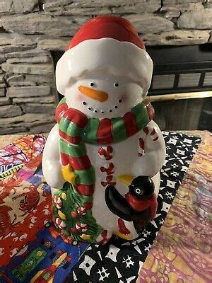 Adorable Ceramic Snowman Cookie Jar Tall Ebay Snowman Cookie Jar