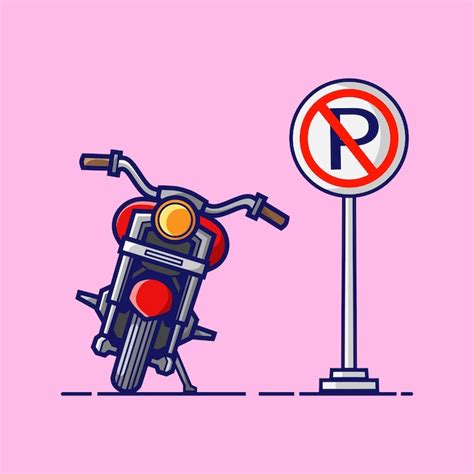 Moto Sans Illustration De Conception De Panneau De Stationnement