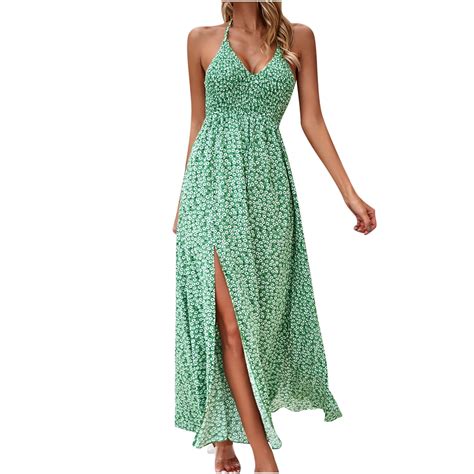 Qolati Summer Sundress For Women 2024 Sleeveless Halter Neck Spring