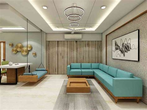 Contemporary Living Room Design With Pastel Green Sectional Sofa by ...