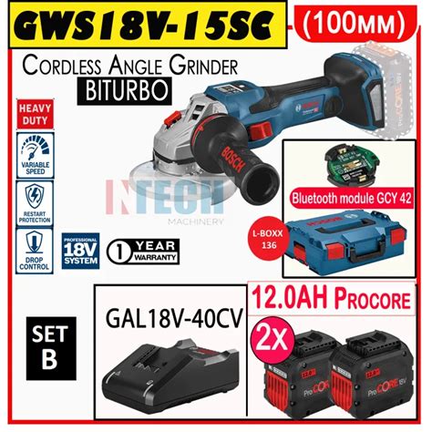 Bosch Gws18v 15sc Gws18v15sc Cordless Angle Grinder Biturbo 18v