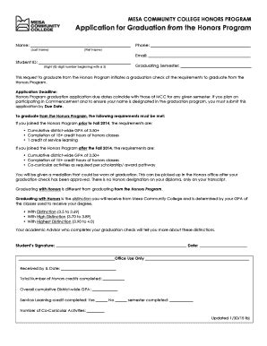 Fillable Online Mesacc Graduation Request Form From Hon BProgramb