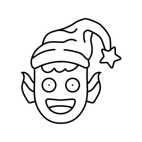 Head Elf Christmas Cute Line Icon Vector Illustration 35454240 Vector