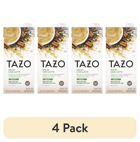 4 Pack Tazo Decaffeinated Chai Latte Black Tea Concentrate Made With Real Black Tea 32 Oz