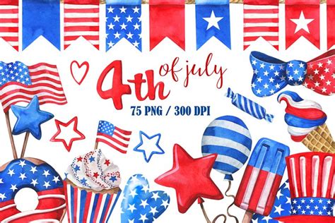 Watercolor Th July Clipart Independence Day