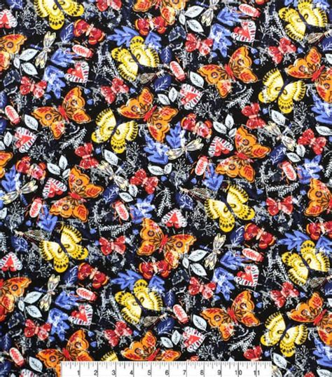 Poppy Butterflies FLANNEL Fabric by the Yard | Etsy