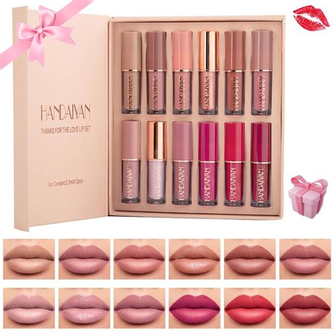 Likesing 12 Farben Lippenstift Set Lipgloss 24 Stunden Halt Matte