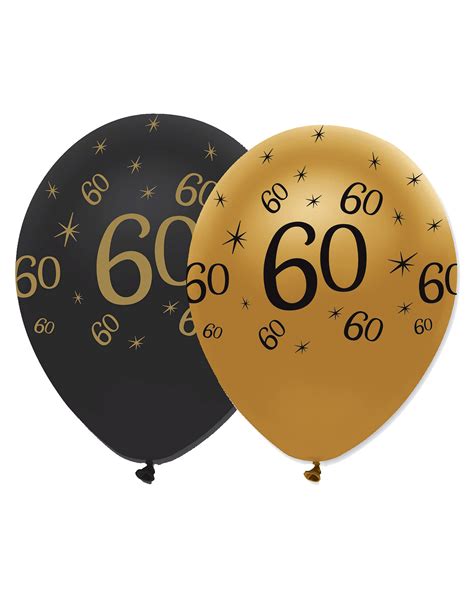 Confezione 6 Palloncini Nero E Oro Per Compleanno 60 Anni Addobbie