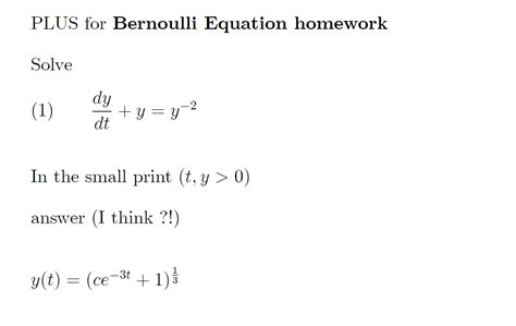 [solved] Plus For Bernoulli Equation Homework Solve 1 Dt