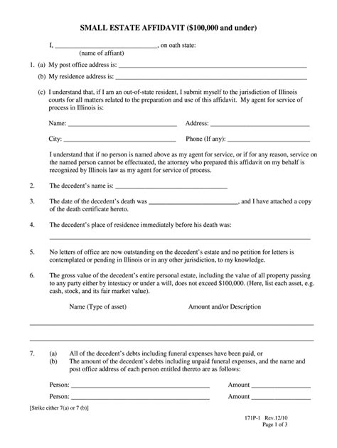 Printable Legal Forms For Small Estate Affidavit Printable Forms Free