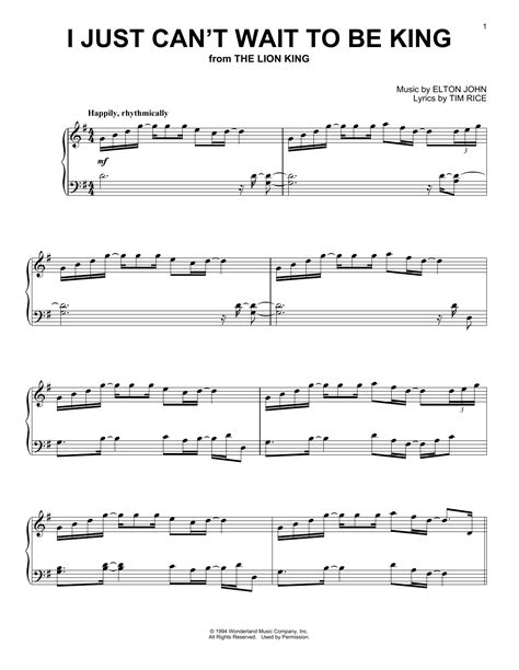 I Just Can't Wait To Be King | Sheet Music Direct