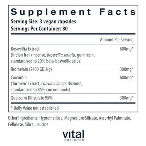 Vital Nutrients Bcq Bromelain Curcumin And Quercetin Herbal