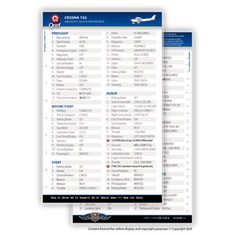 Qref Cessna 152 Checklist Card