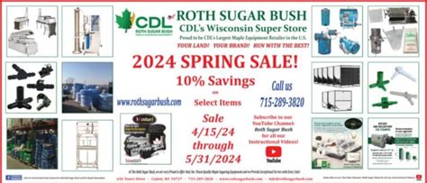 Roth Sugar Bush Maple Equipment Maple Syrup Cadott Wi