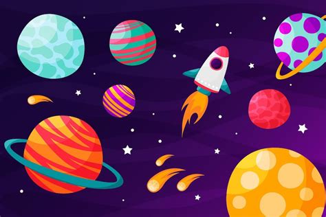 Fondo De Galaxia De Dibujos Animados Vector Gratis