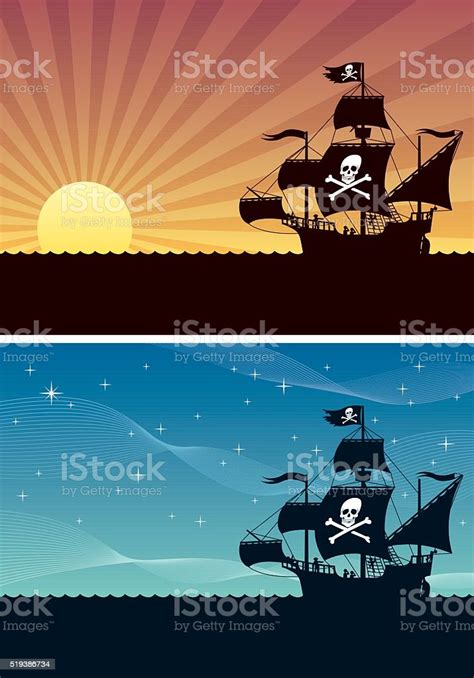 Pirate Backgrounds向量圖形及更多海盜船旗圖片 海盜船旗 側影 海盜 Istock