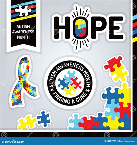 Autism Awareness Design Elements Illustration Stock Illustration