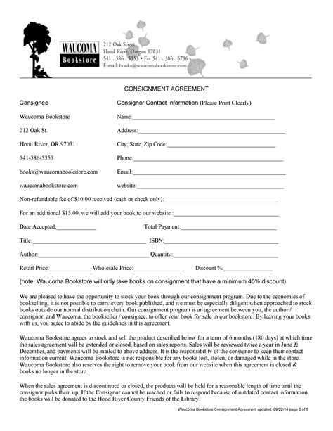 Best Consignment Agreement Templates Forms Templatelab