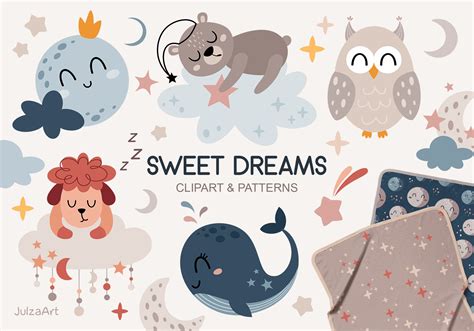 Sweet Dreams Clipart Moon and Stars Svg Sleeping Animals | Etsy