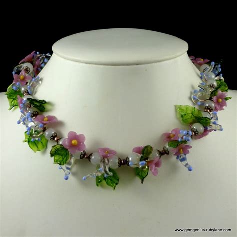 Italian Glass Flower Necklace From Gemgenius On Ruby Lane