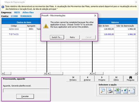 C Ativo Fixo Ao Gerar A Deprecia O Em Excel Apresenta A