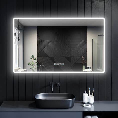 Elegant 1000 X 600mm Led Illuminated Bathroom Mirror With Shaver Socket Heated Demister Pad And