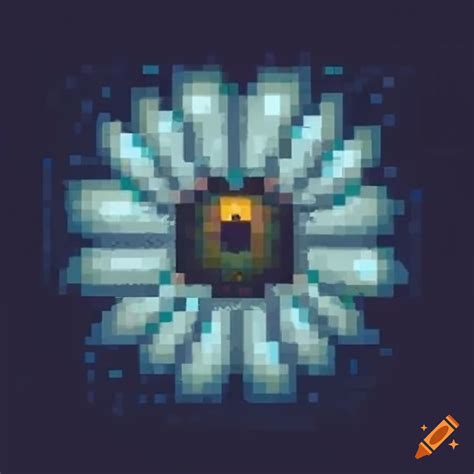 Hauntingly Beautiful Pixel Art Of A White Daisy Flower With A Human Eye