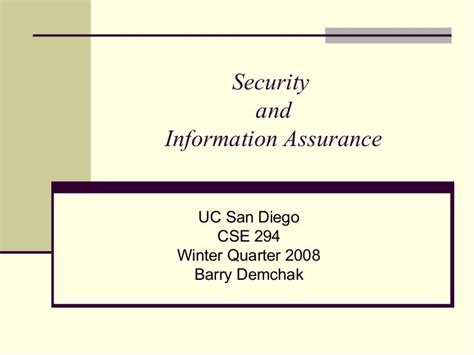 Security And Information Assurance