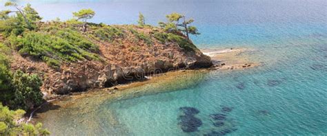 Crystal Clear Turquoise Waters Of Mediterranean Sea In Turkey Country