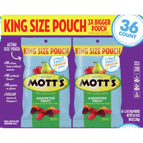 Motts Fruit Flavored Snacks Assorted Fruit 36 Ct 2 5 Oz Each