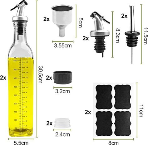 X Glazen Oliefles Ml Azijn En Oliedispenser Met Schenktuit